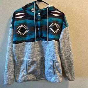 Size Large Aztec and Grey hoodie.